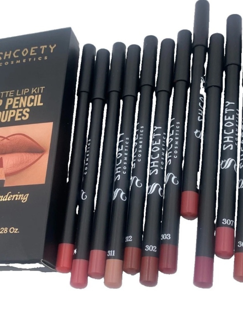 Set/12 Matte Waterproof Variety Lip Liner Pencils in Box by Shcoety Cosmetics